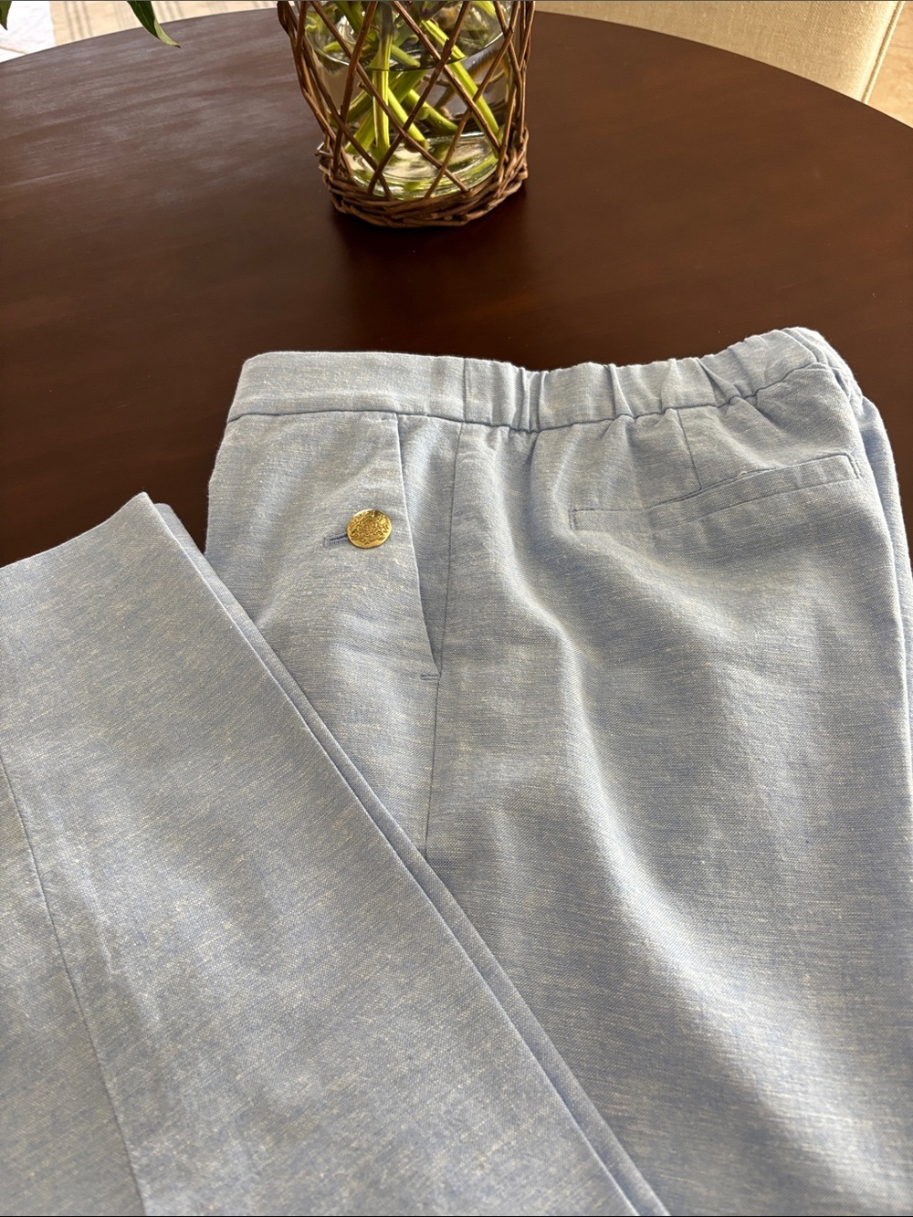 J Crew Factory linen pants, light blue, 26 1/2” inseam size 2
